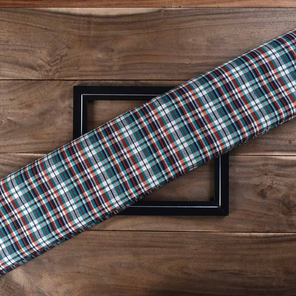 Check Multicolor Cotton Linen And Khadi 105 GSM Handwoven Fabric 12