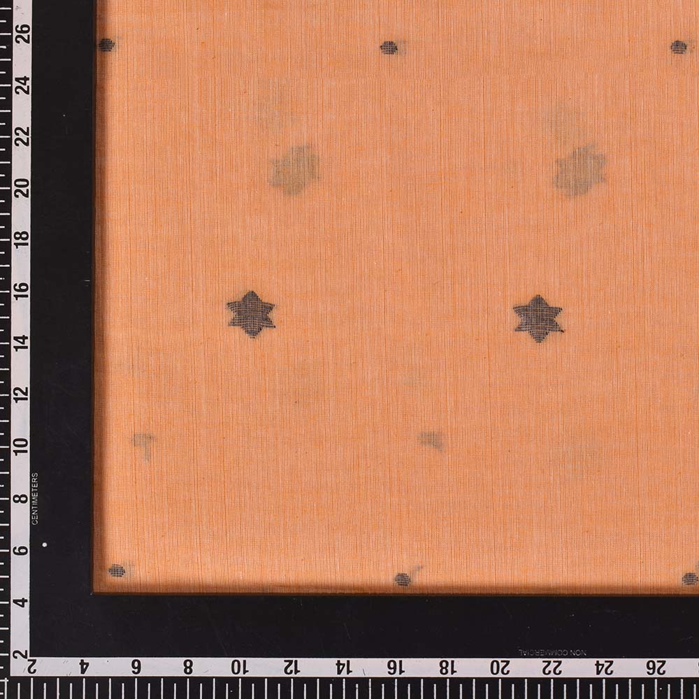 GEOMETRIC ORANGE JAMDANI PURE COTTON 58 GSM HANDWOVEN FABRIC