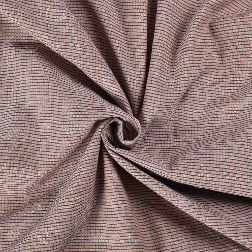 Check Brown Pure Cotton 110 GSM Handwoven Fabric