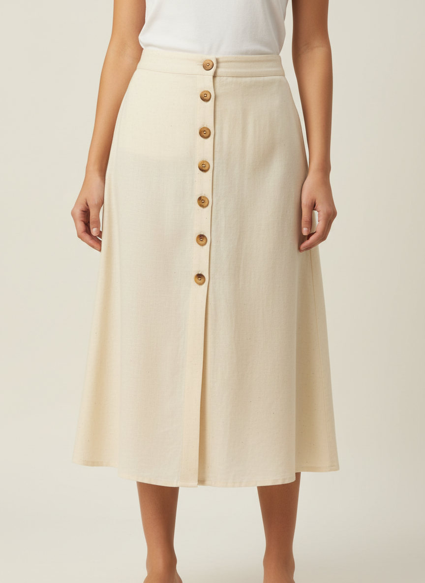 Tea Length Buttoned Skirt