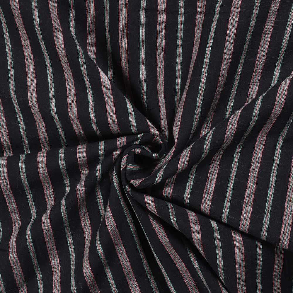 Stripe Black Pure Cotton 108 GSM Handwoven Fabric