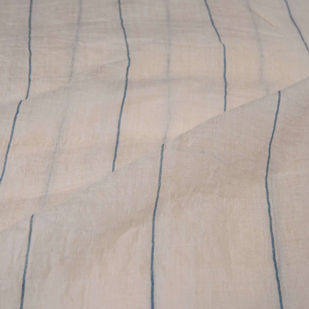 PINSTRIPE OFF WHITE COTTON & MULBERRY SILK BLEND 42 GSM HANDWOVEN FABRIC