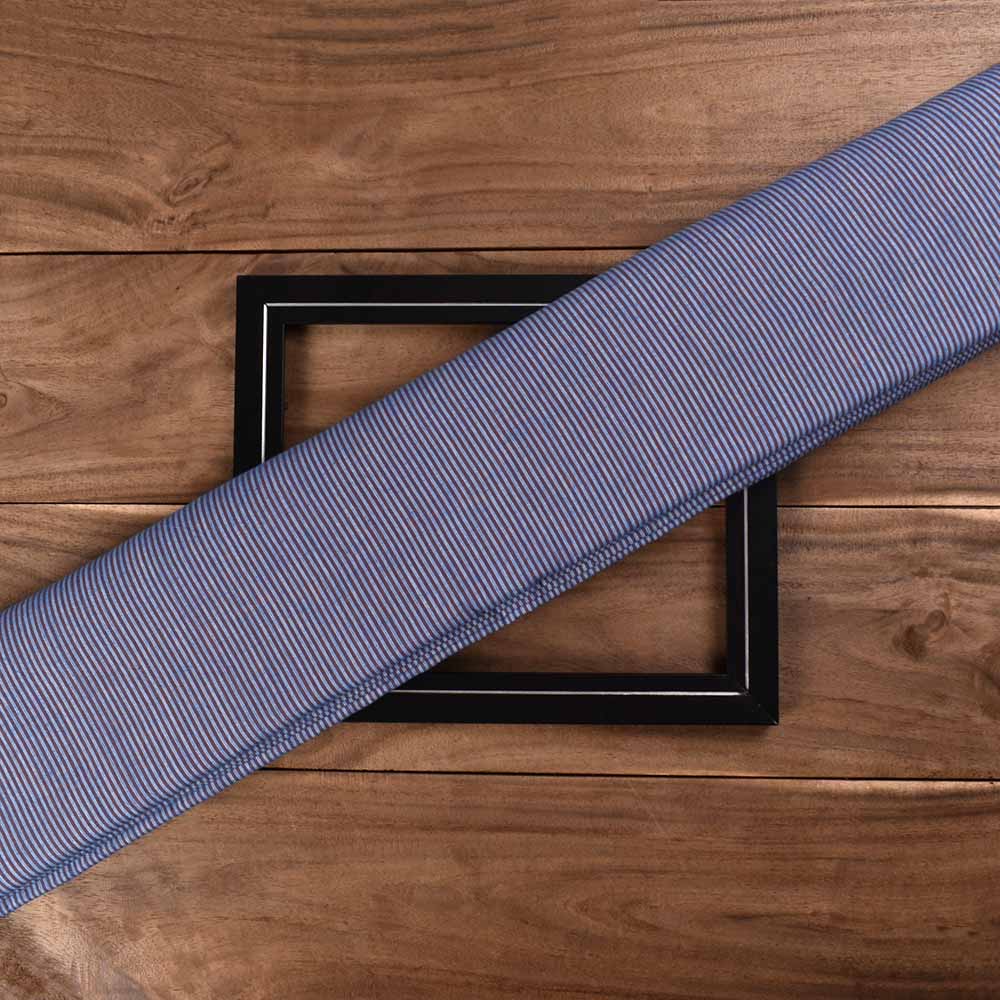 Stripe Blue Brown Pure Cotton 105 GSM Handwoven Fabric