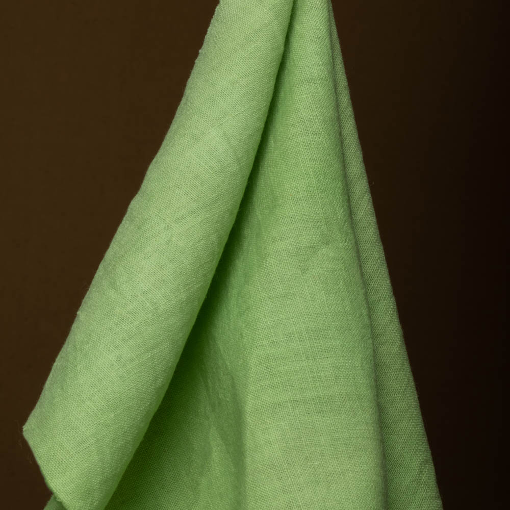 Solid Green Khadi 120 GSM Fabric - Handspun & Handwoven