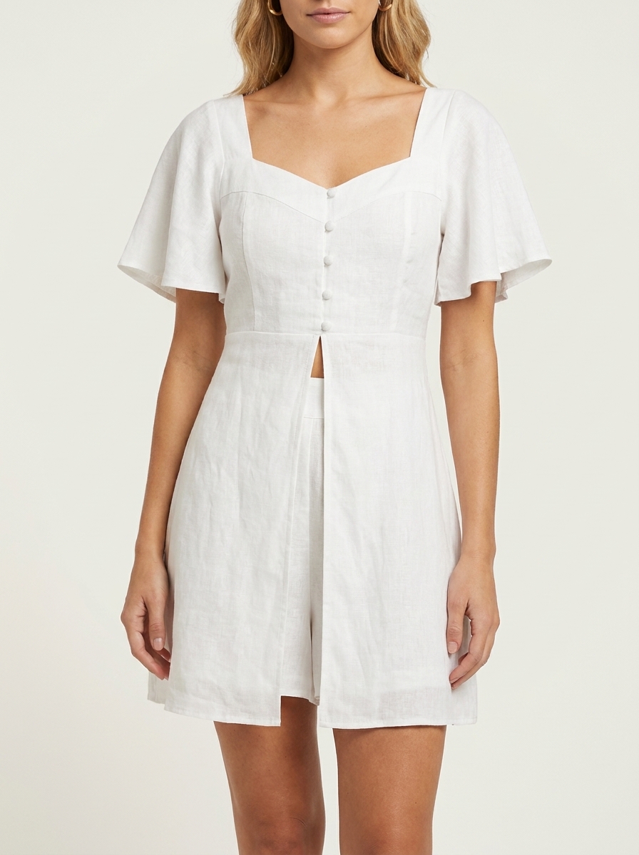 Long Top With Slit & Short Skirt Co-ord Set