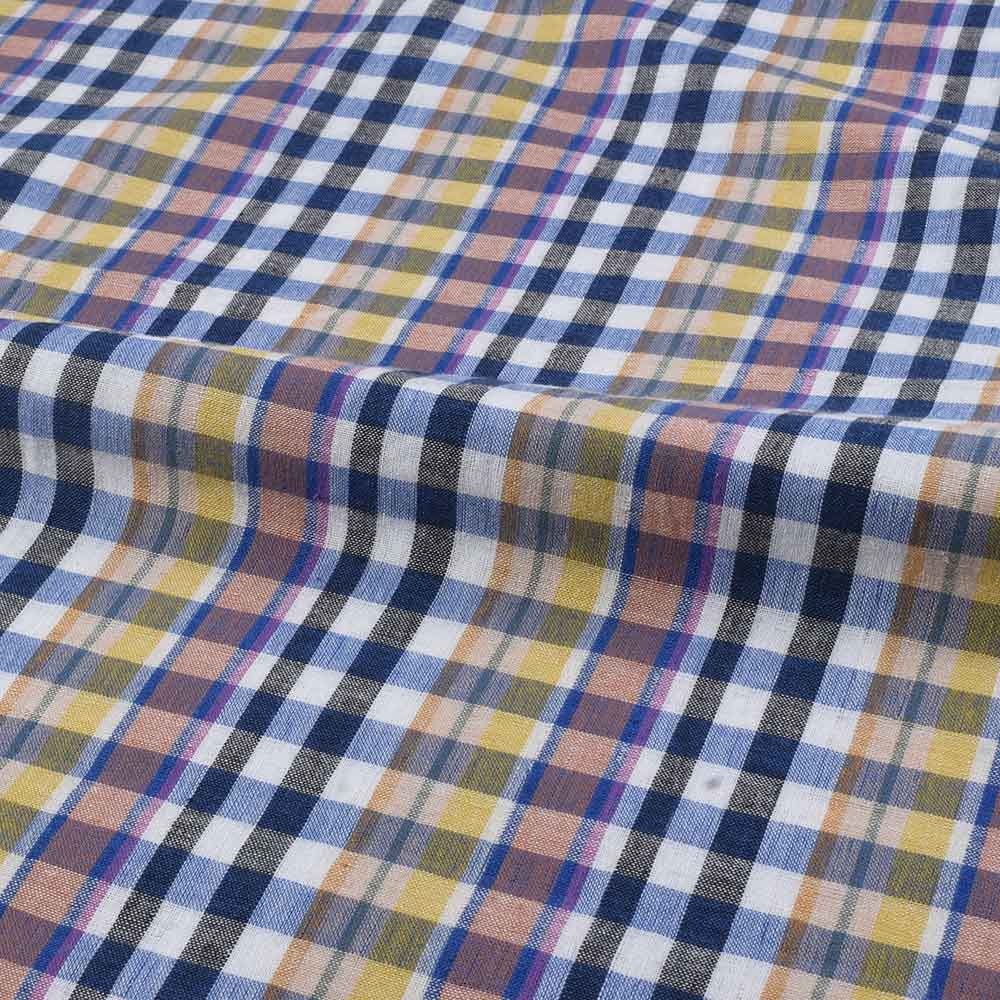 CHECK MULTICOLOR PURE COTTON 95 GSM HANDWOVEN FABRIC