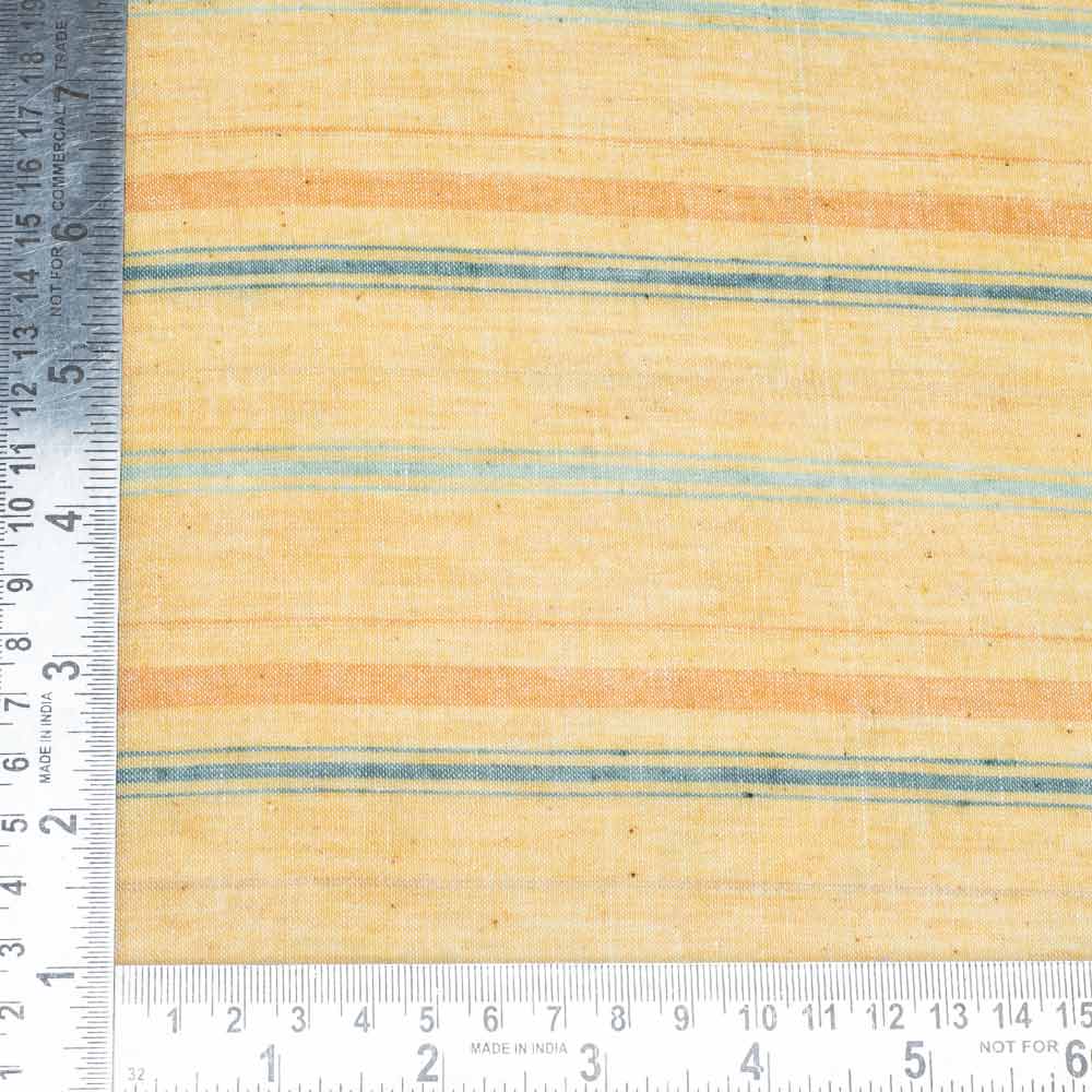 STRIPE LIGHT ORANGE PURE COTTON 93 GSM HANDWOVEN FABRIC