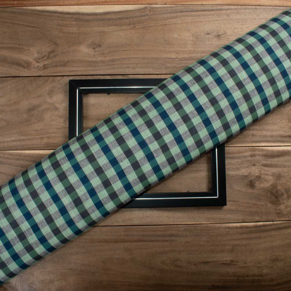 Herringbone Check Multicolor Khadi Cotton 105 GSM Handwoven Fabric 72