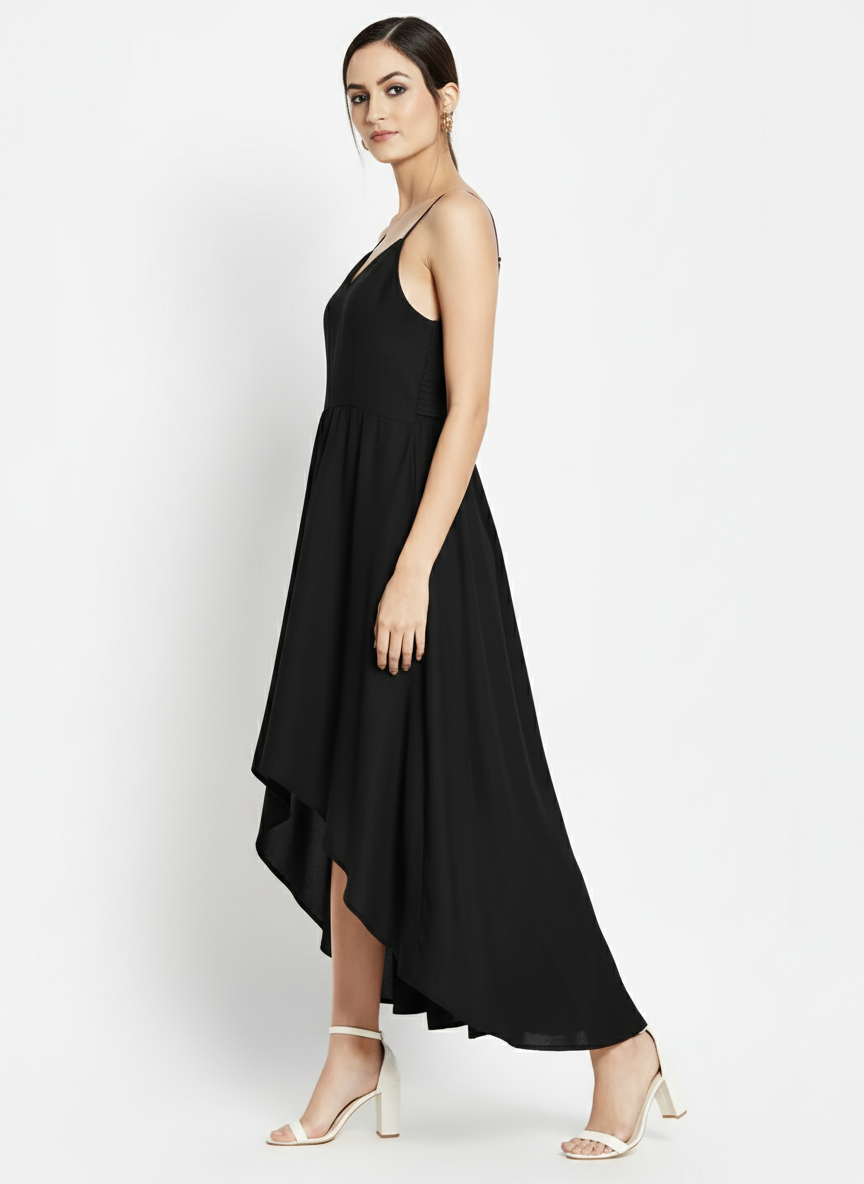 High-Low Spaghetti Sleeves Dress