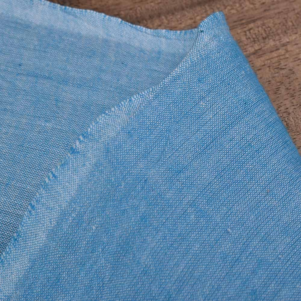 Plain Blue Pure Cotton 74 GSM Handwoven Fabric