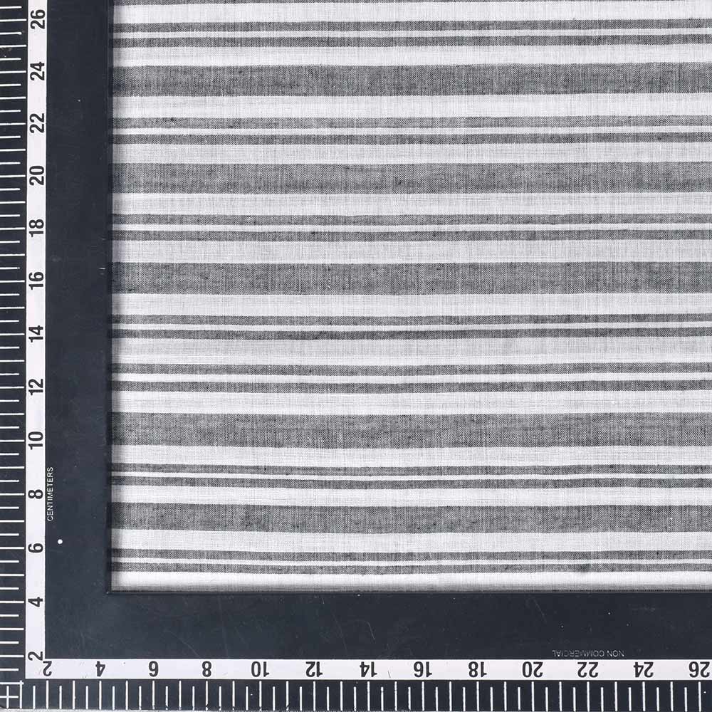 STRIPE BLACK & WHITE PURE COTTON 68 GSM HANDWOVEN FABRIC