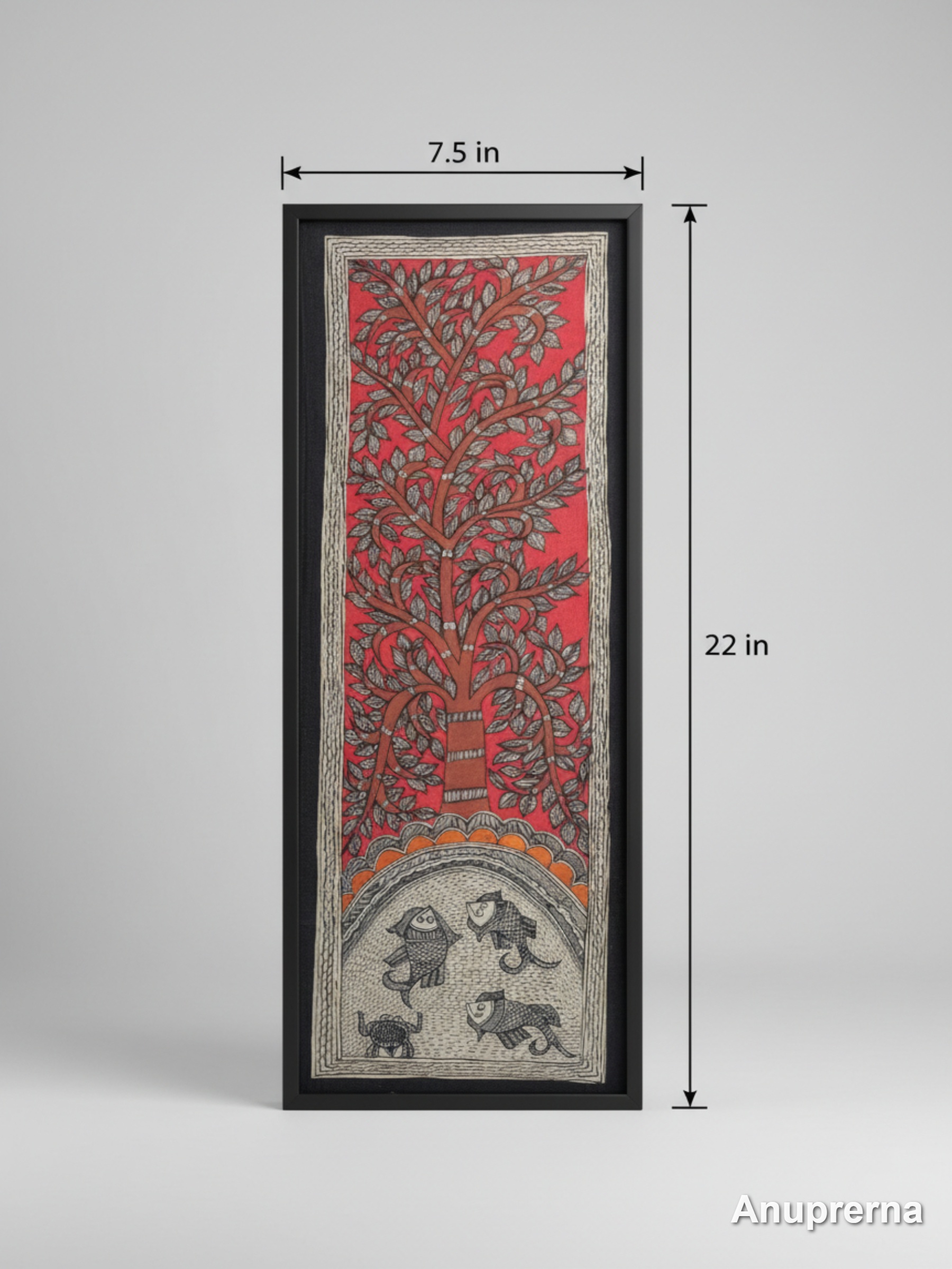 The Red Tree Madhubani Wall Art Decor