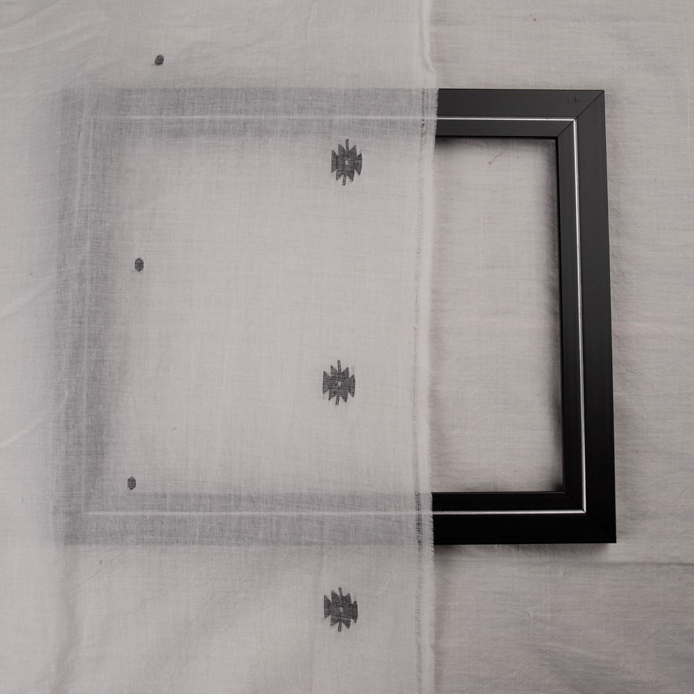 GEOMETRIC WHITE JAMDANI PURE COTTON 55 GSM FABRIC 17