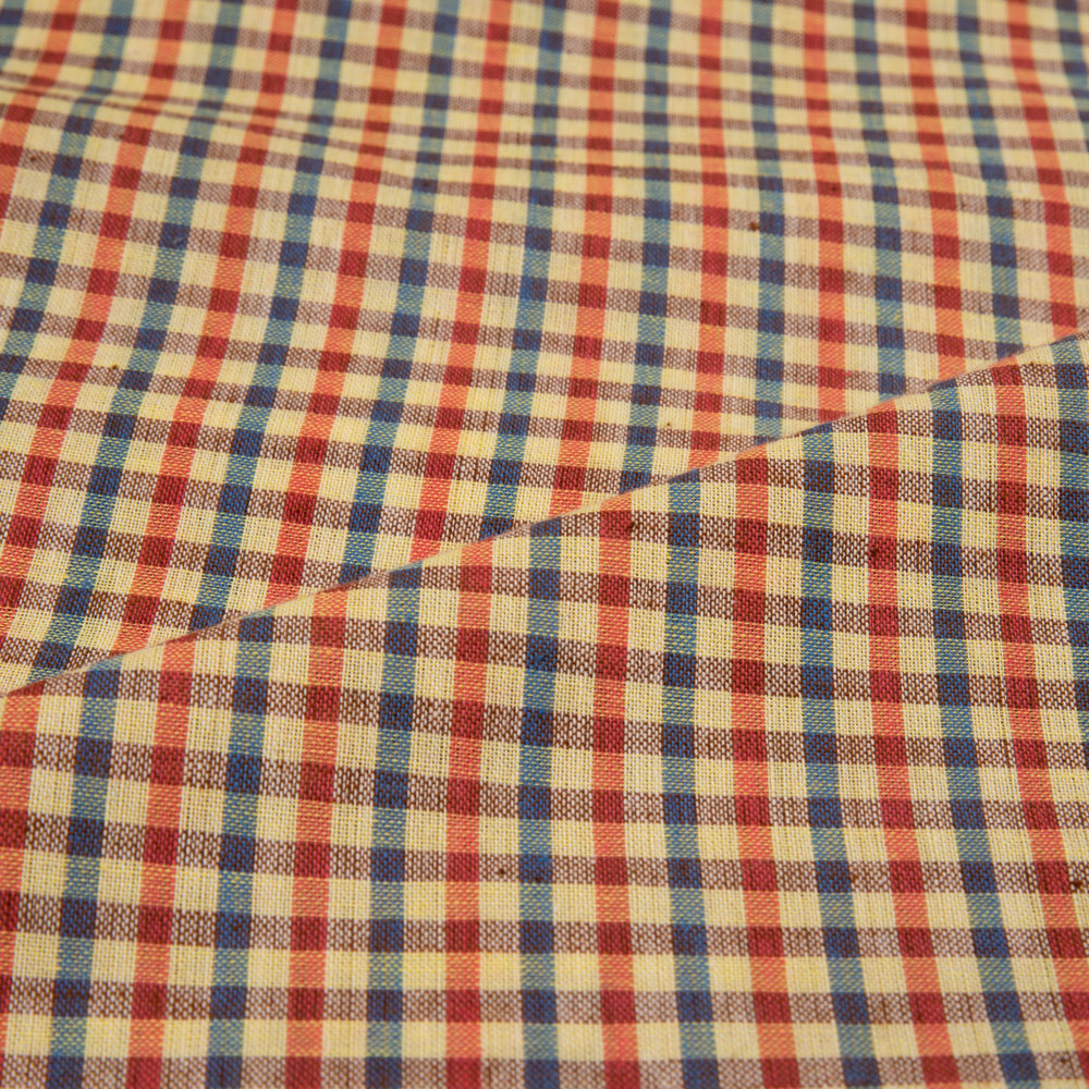 CHECK MULTICOLOUR PURE COTTON 90 GSM HANDWOVEN FABRIC 305
