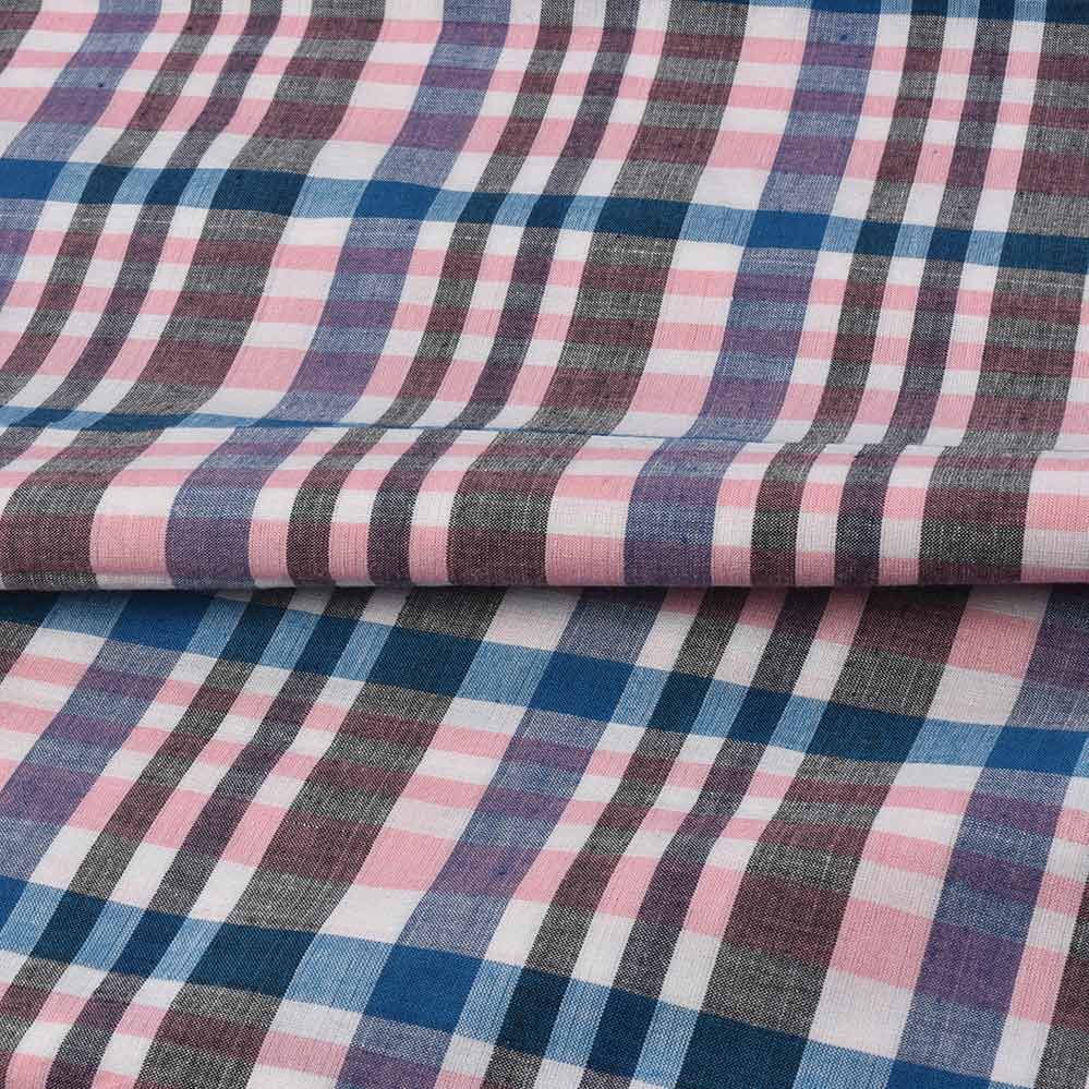 CHECK MULTICOLOR PURE COTTON 94 GSM HANDWOVEN FABRIC 428