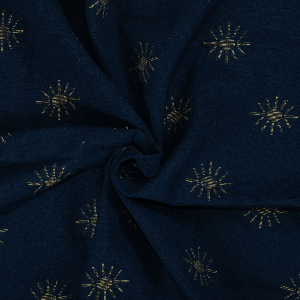 Geometric Navy Jamdani Pure Cotton 100 GSM Handwoven Fabric