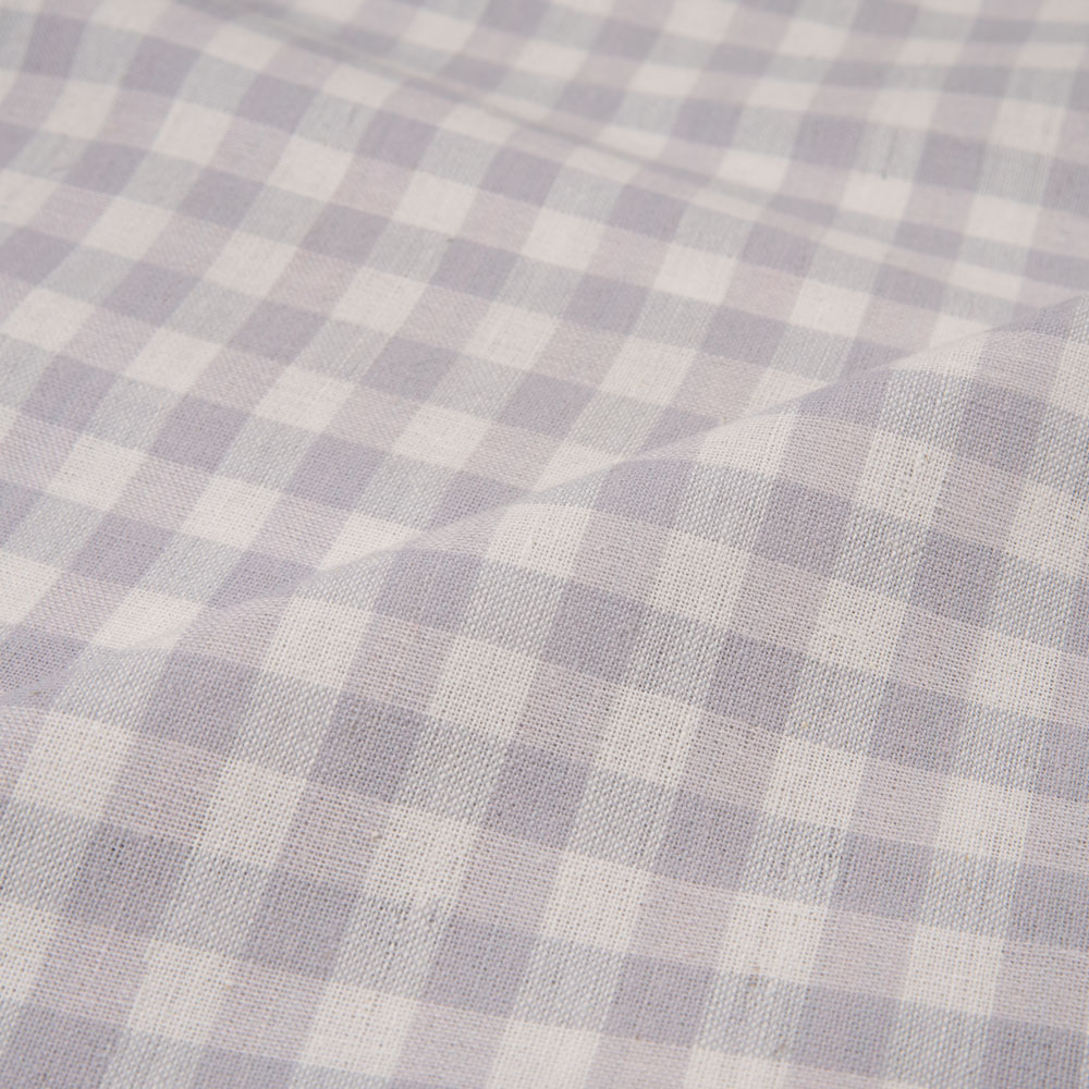 GINGHAM CHECK GREY PURE KHADI 120 GSM HANDSPUN & HANDWOVEN FABRIC 302