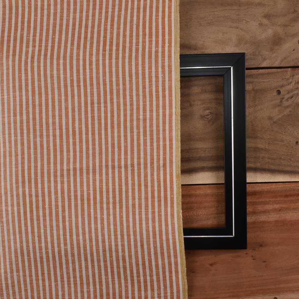 STRIPE BROWN MATKA SILK & COTTON BLEND 105 GSM HANDWOVEN FABRIC