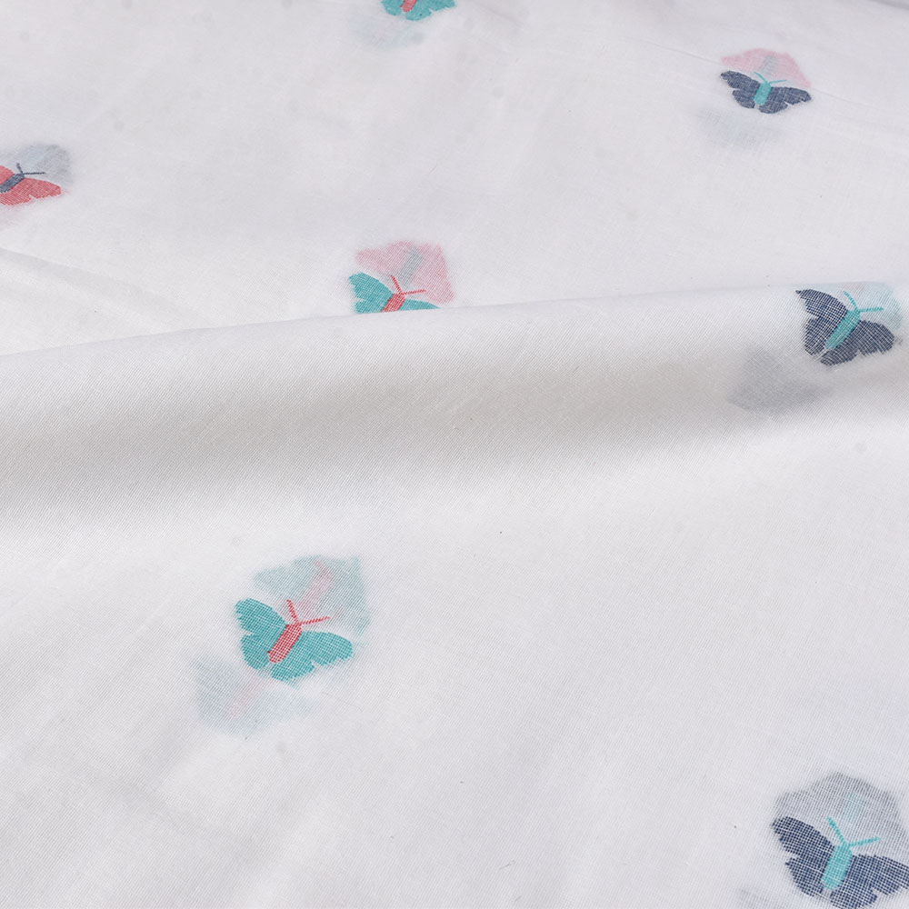 MULTICOLOR BUTTERFLY JAMDANI PURE COTTON 54 GSM HANDWOVEN FABRIC 288