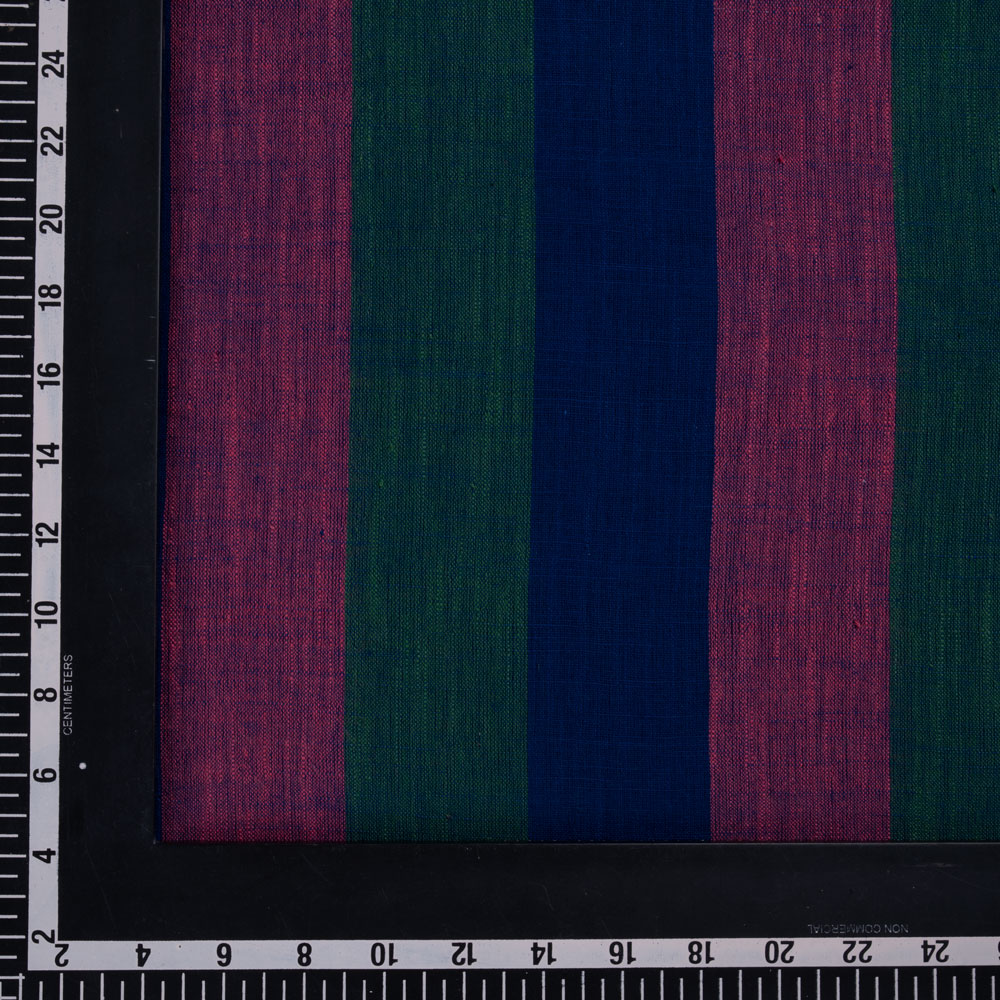 STRIPE MULTICOLOUR PURE COTTON 97 GSM HANDWOVEN FABRIC 206