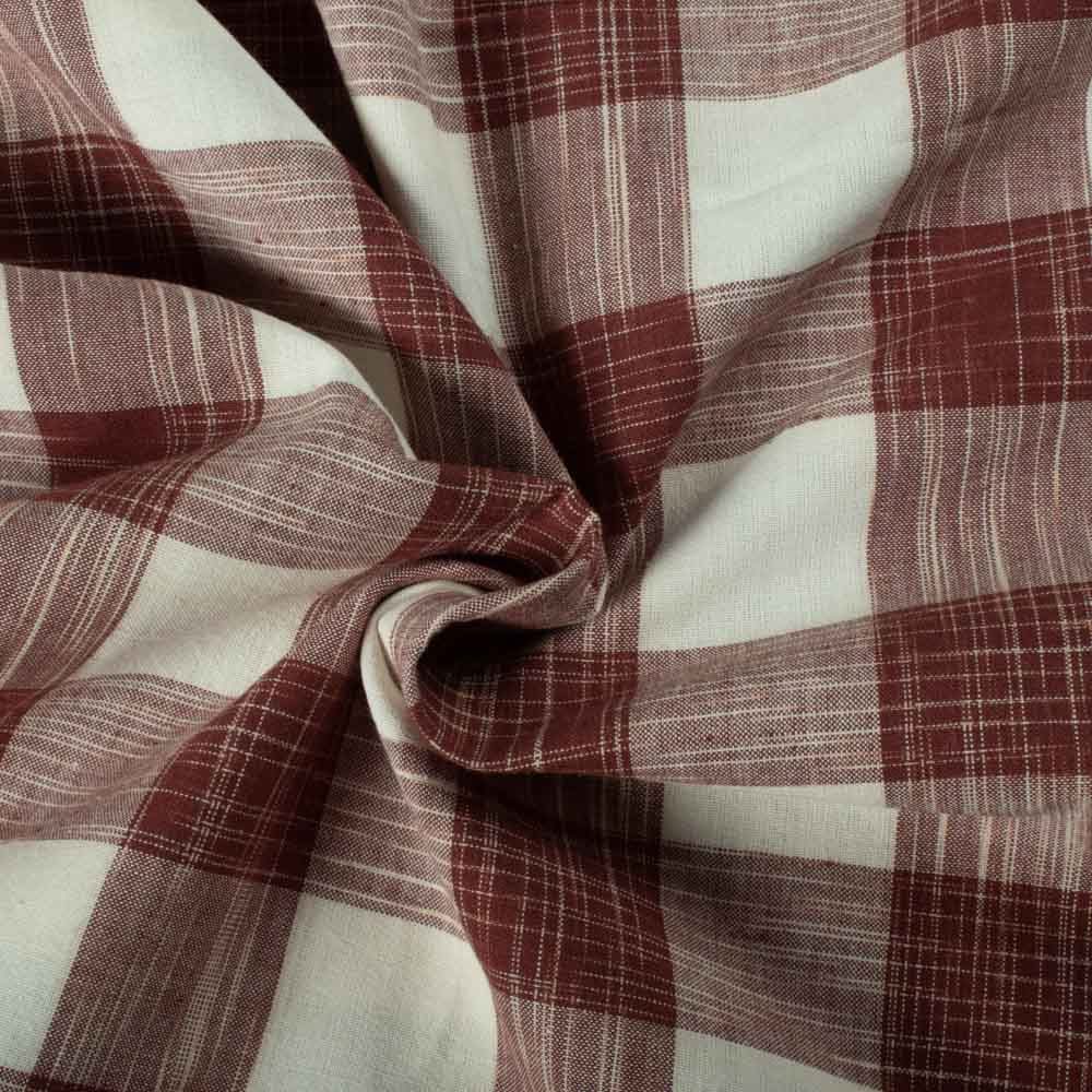 Check Brown & Cream Tie Dye 115 GSM Pure Cotton Handwoven Fabric