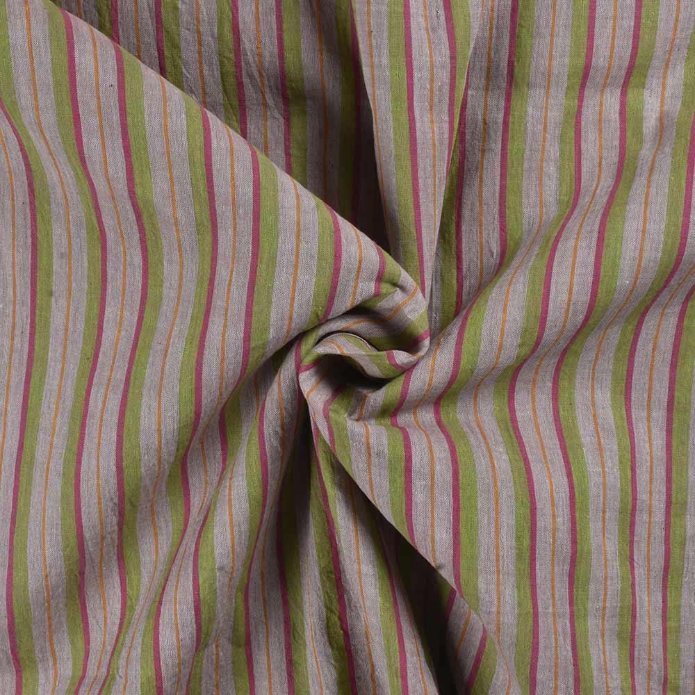 Stripe Multi Color Pure Cotton 58 GSM Handwoven Fabric
