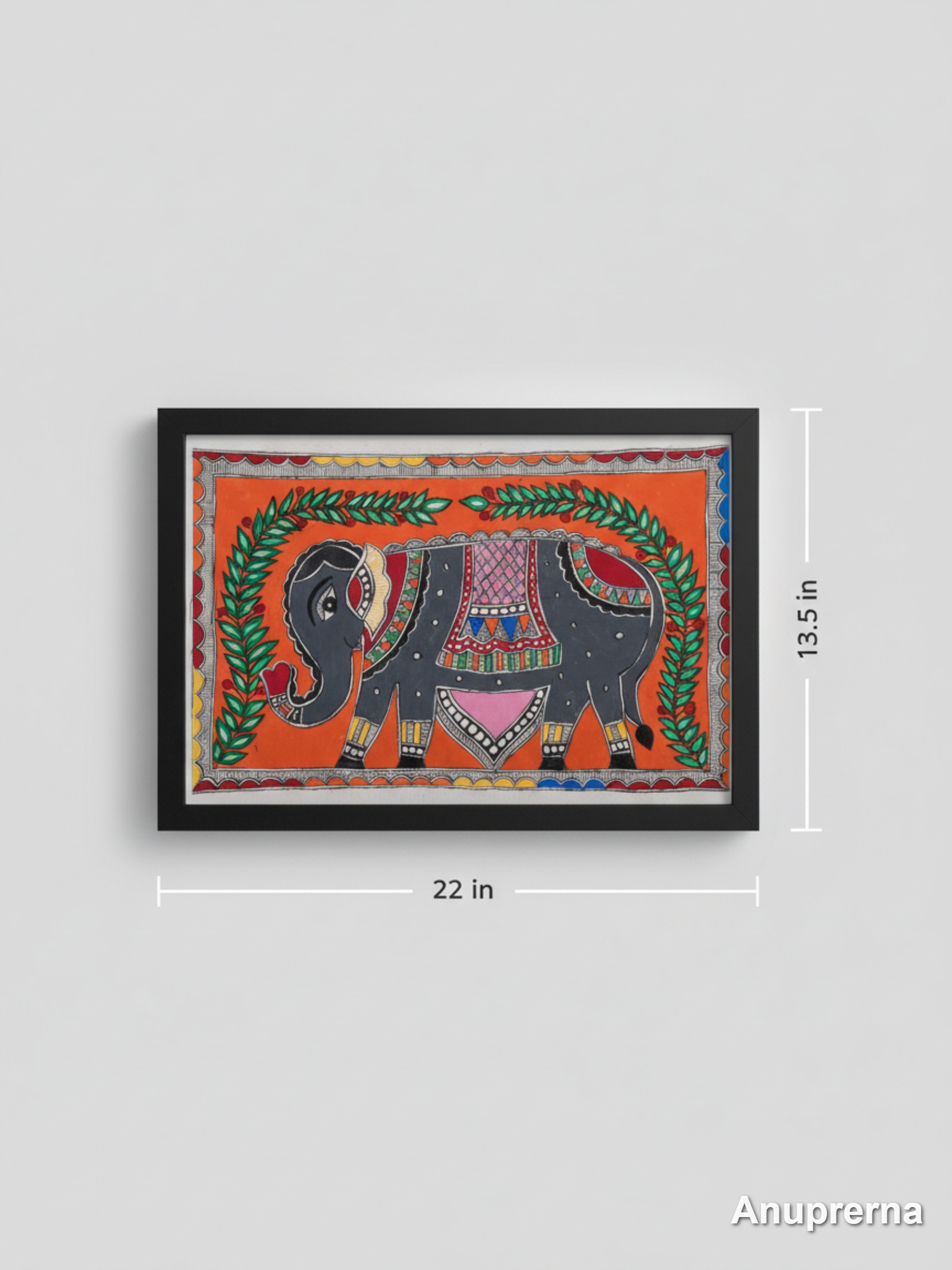 Colorful Decorated Elephant Madhubani Wall Art Decor