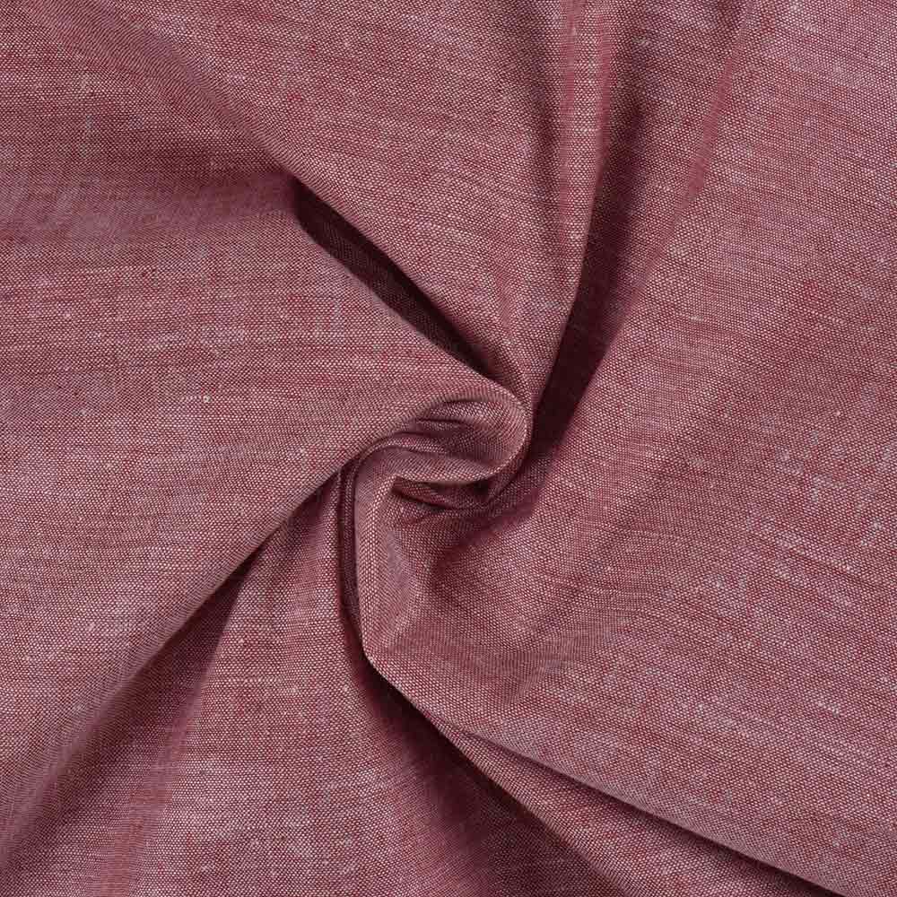 Chambray Red Khadi Cotton 75 GSM Handwoven Fabric
