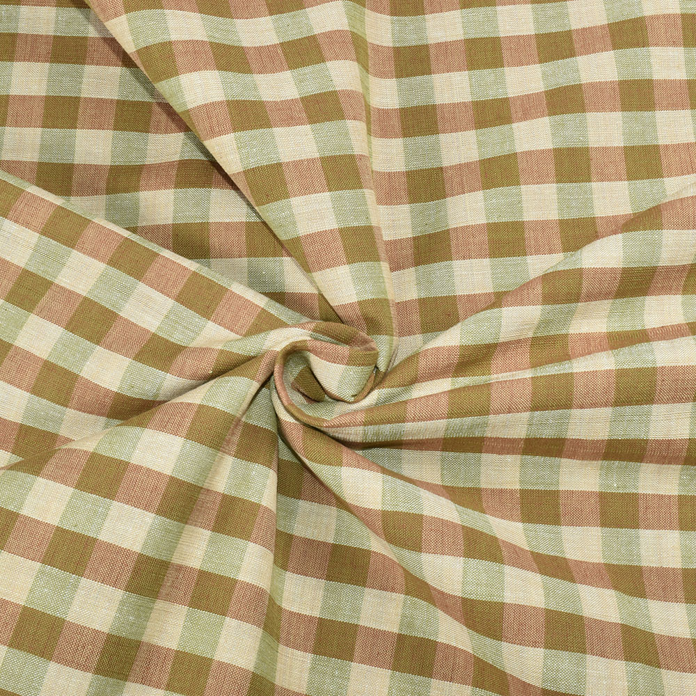 Check Multicolor Pure Cotton 105 GSM Handwoven Fabric 665