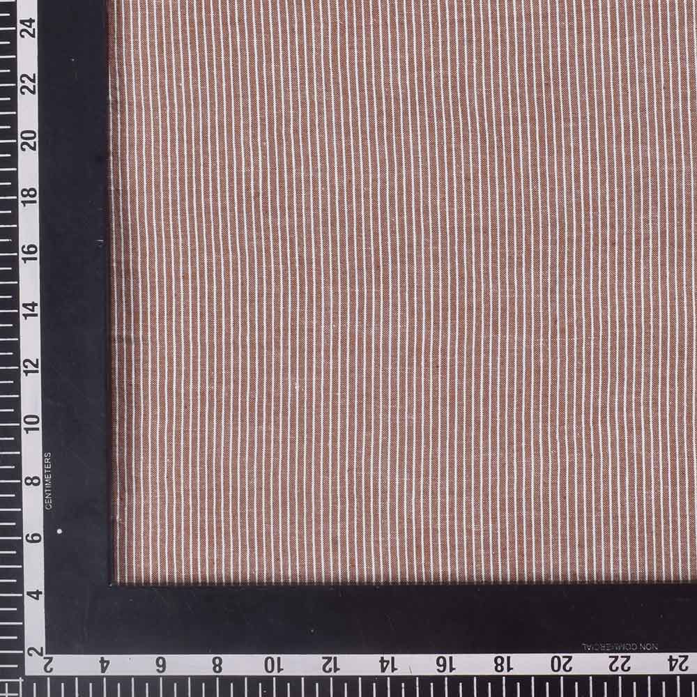 STRIPE BROWN PURE COTTON 95 GSM HANDWOVEN FABRIC