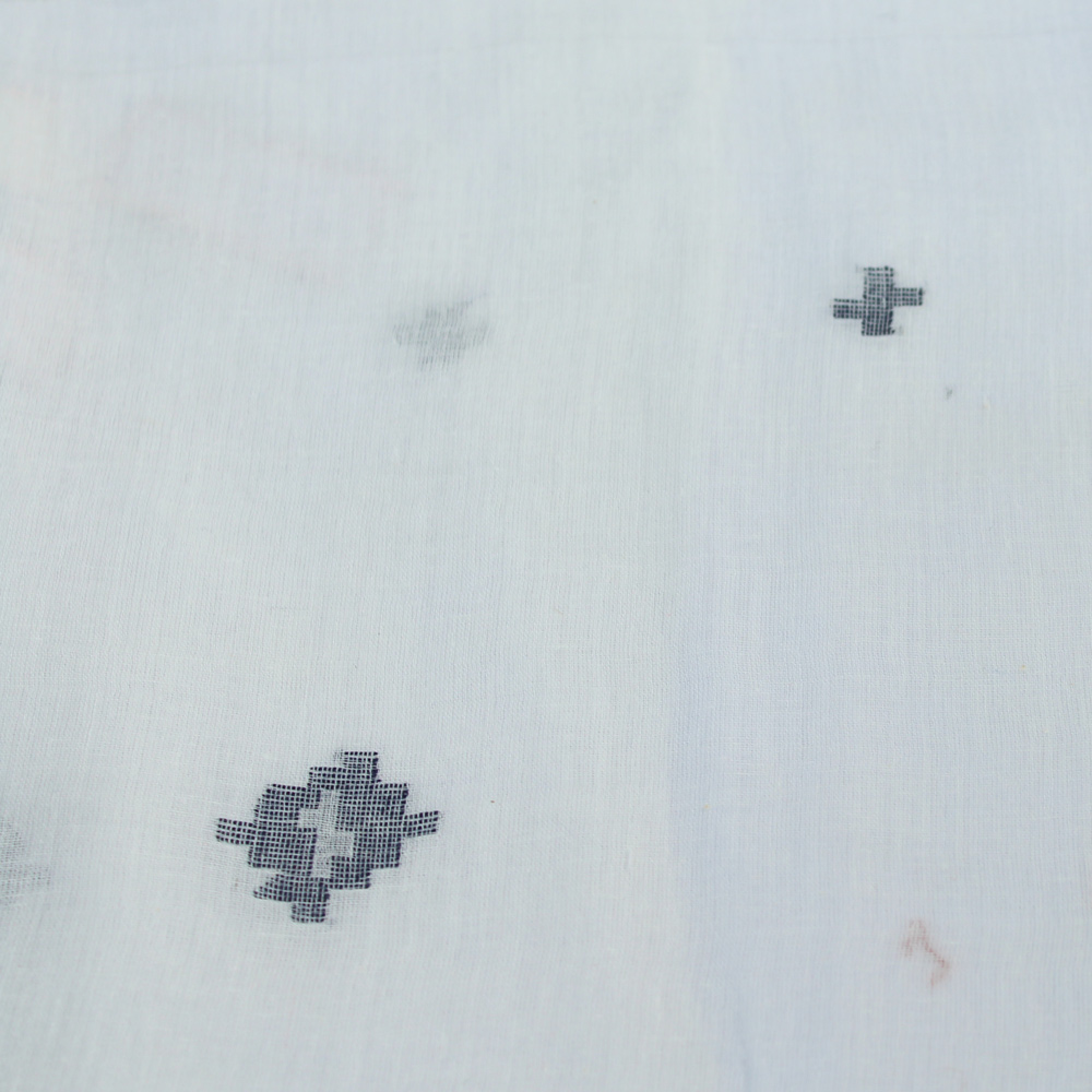 Geometric White Jamdani Pure Cotton 55 GSM Fabric 39