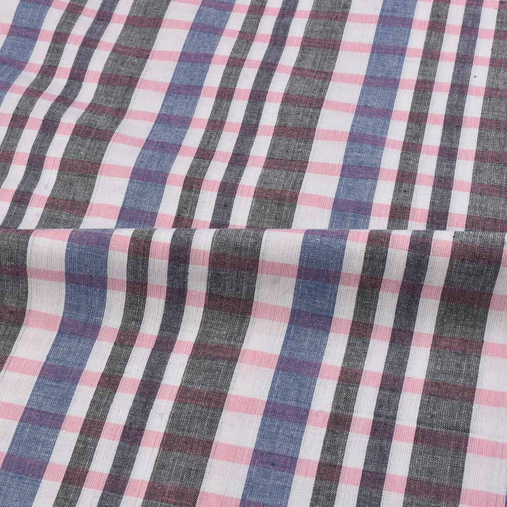 CHECK MULTICOLOR PURE COTTON 94 GSM HANDWOVEN FABRIC