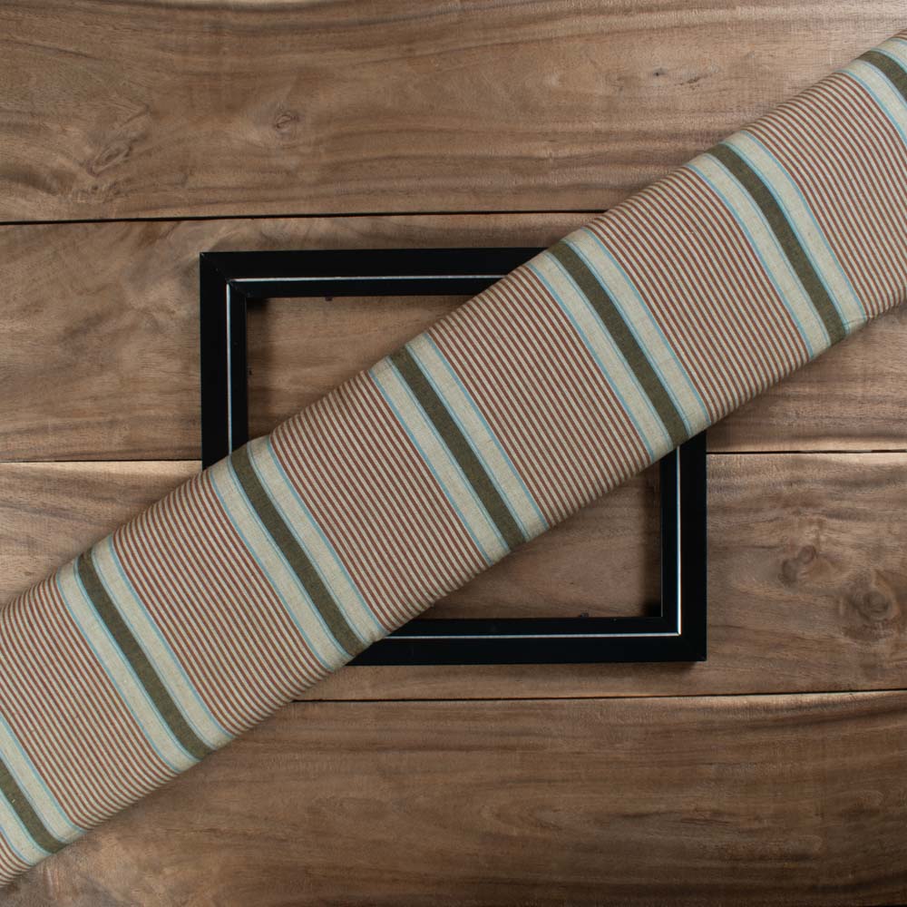 Multicolour Stripe Cotton & Khadi Blend 125 GSM Handwoven Fabric 417