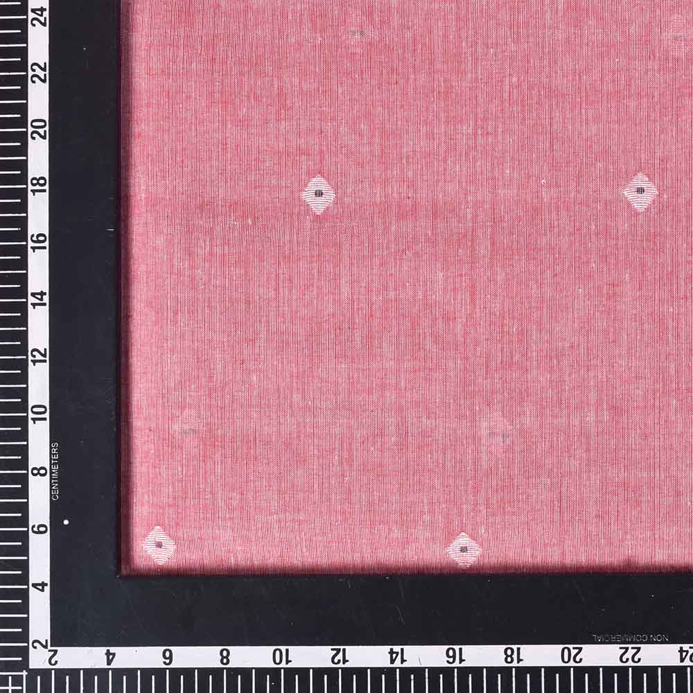 GEOMETRIC RED JAMDANI PURE COTTON 52 GSM HANDWOVEN FABRIC