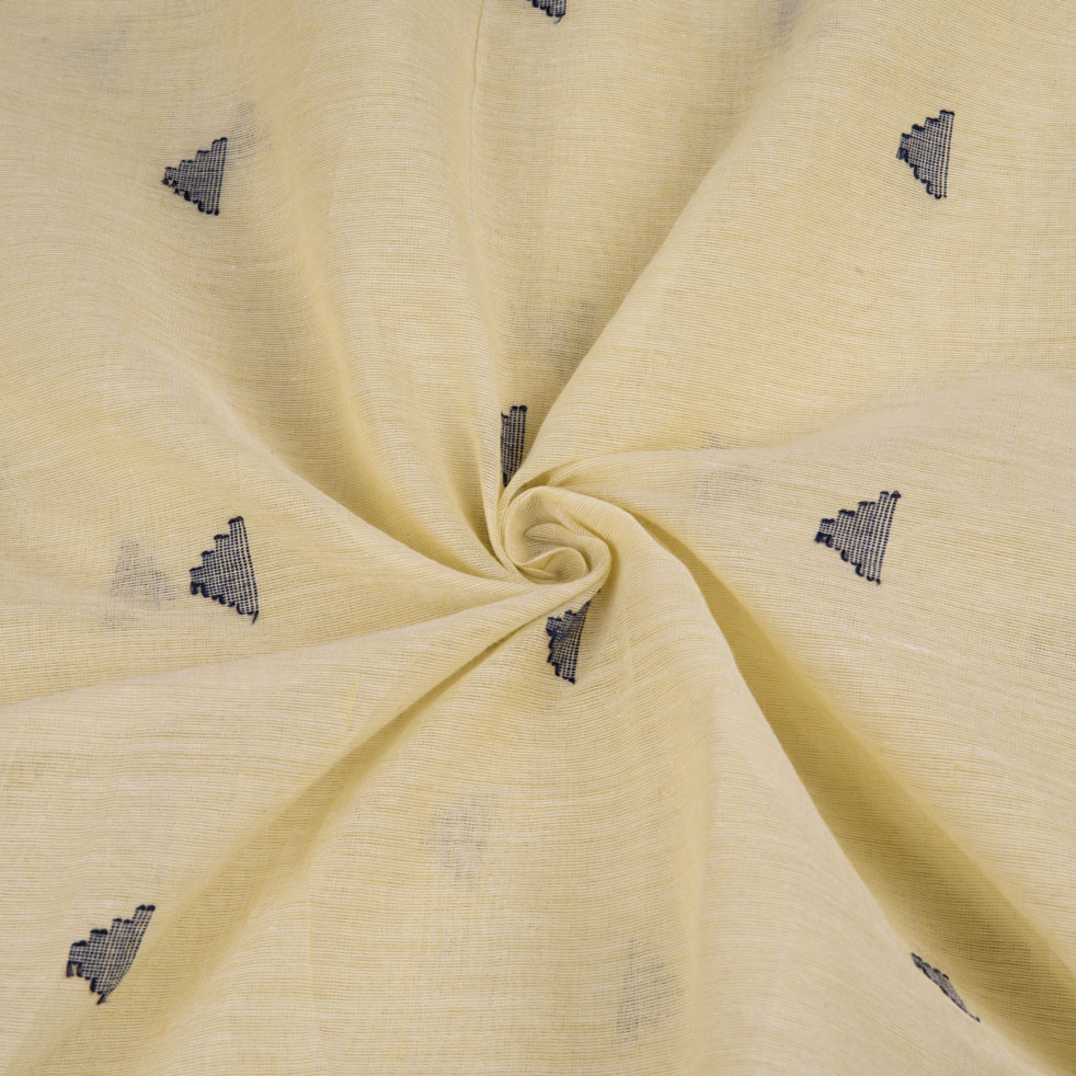 Geometric Pale Yellow Jamdani Pure Cotton 55 GSM Fabric