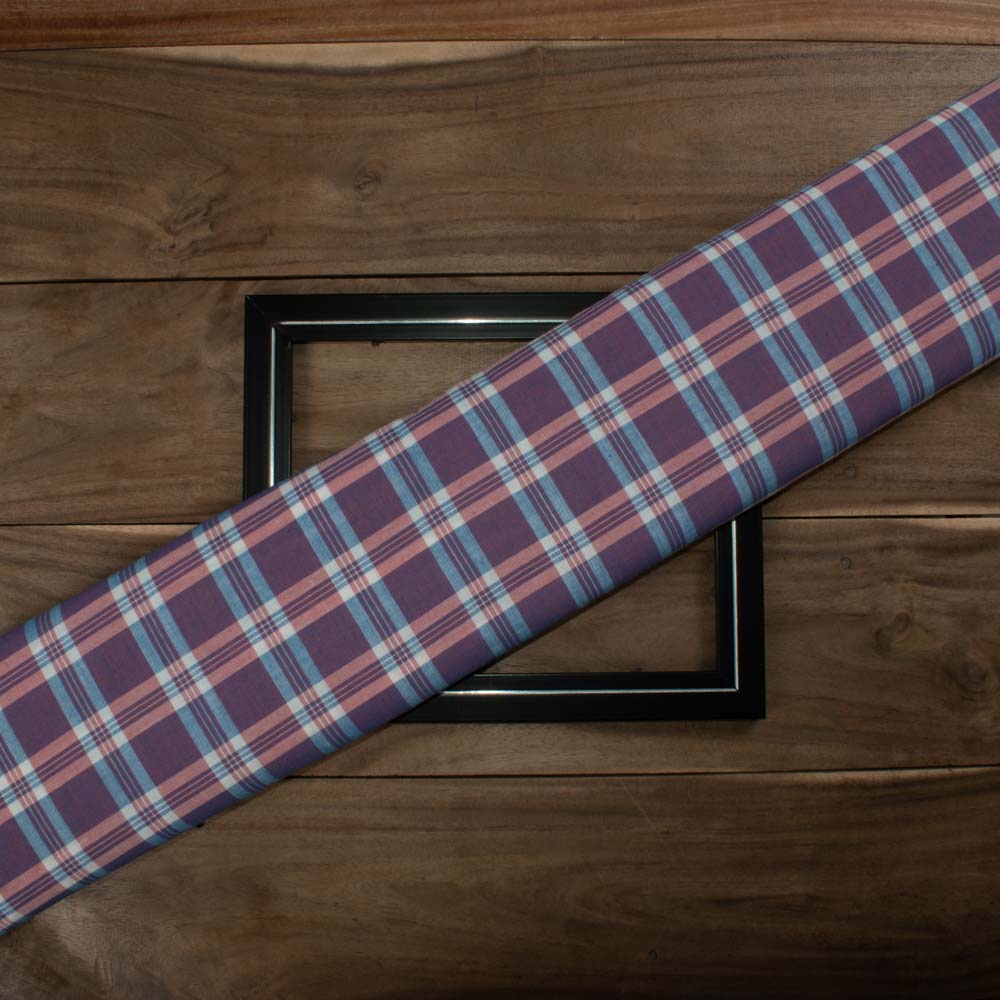 Check Multicolor Pure Cotton 90 GSM Handwoven Fabric 697