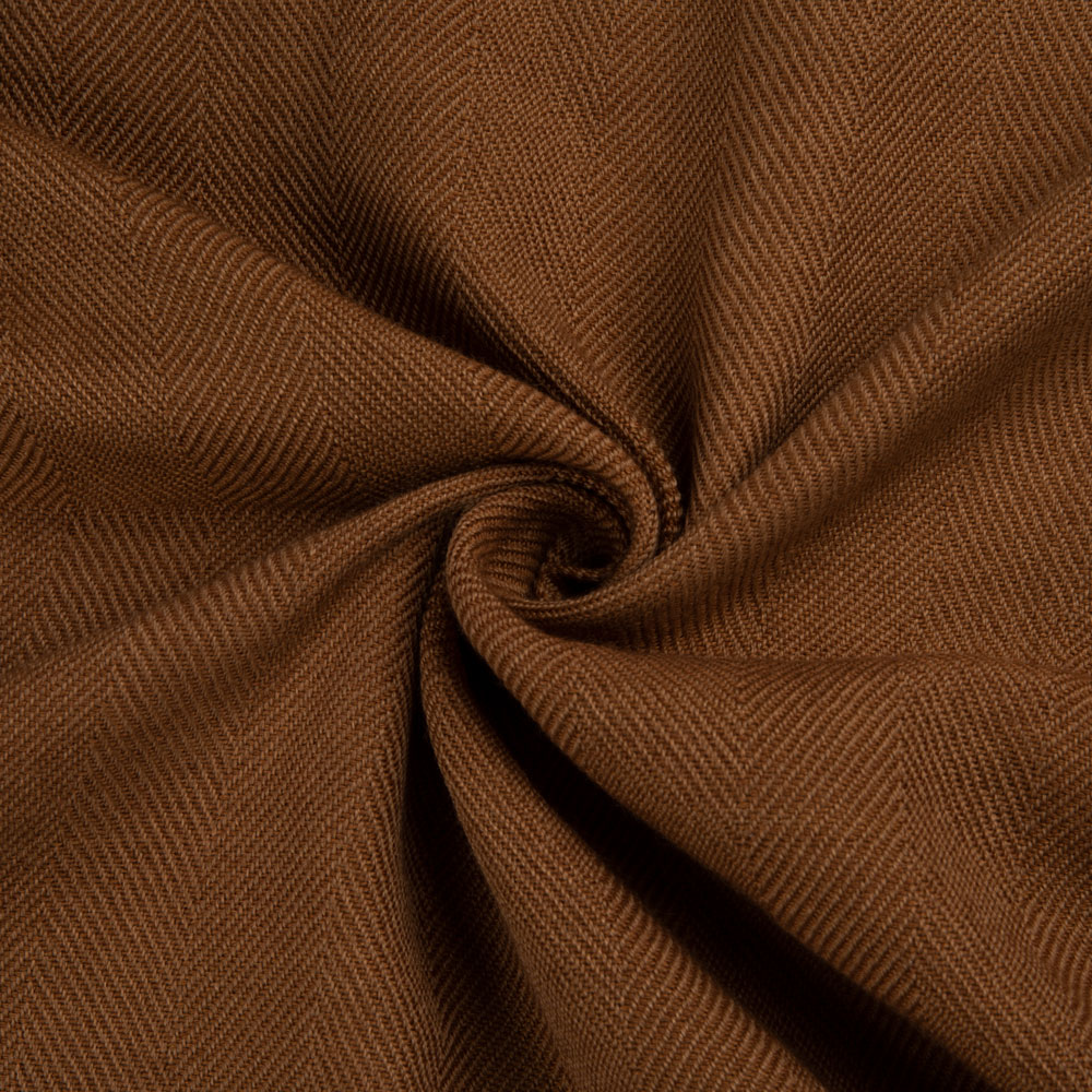 HERRINGBONE BROWN PURE WOOL 220 GSM HANDWOVEN FABRIC