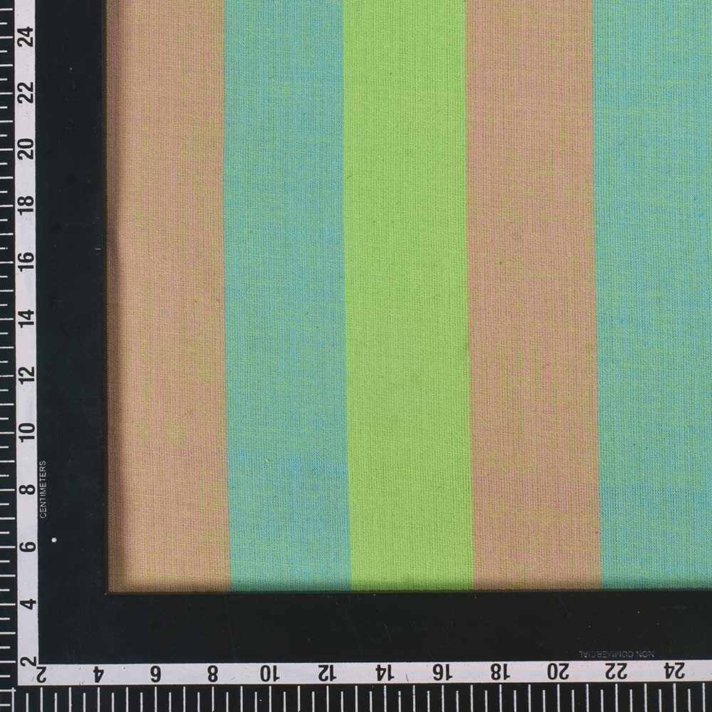 STRIPE MULTICOLOR PURE COTTON 98 GSM HANDWOVEN FABRIC 257
