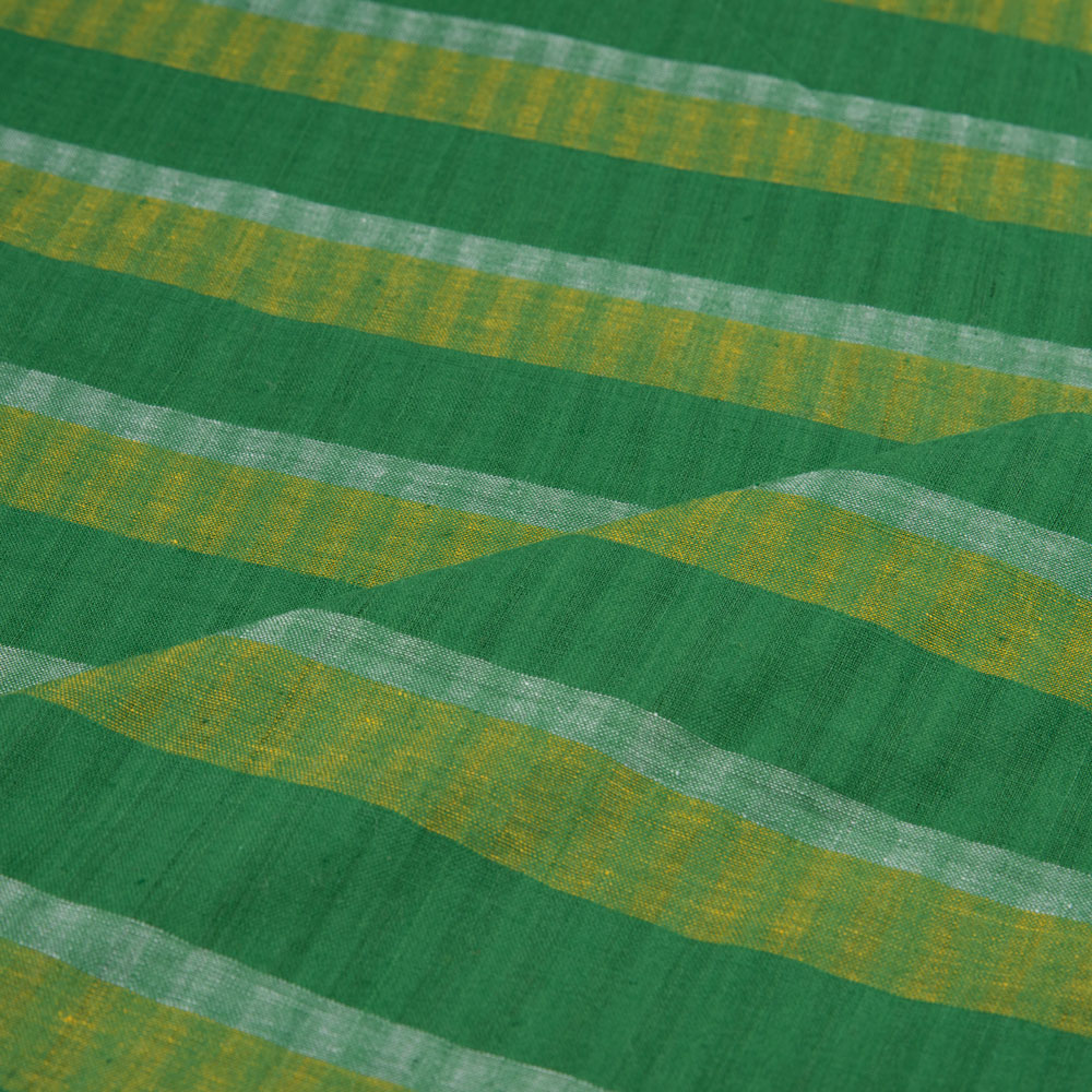 STRIPE GREEN PURE COTTON 92 GSM HANDWOVEN FABRIC 126