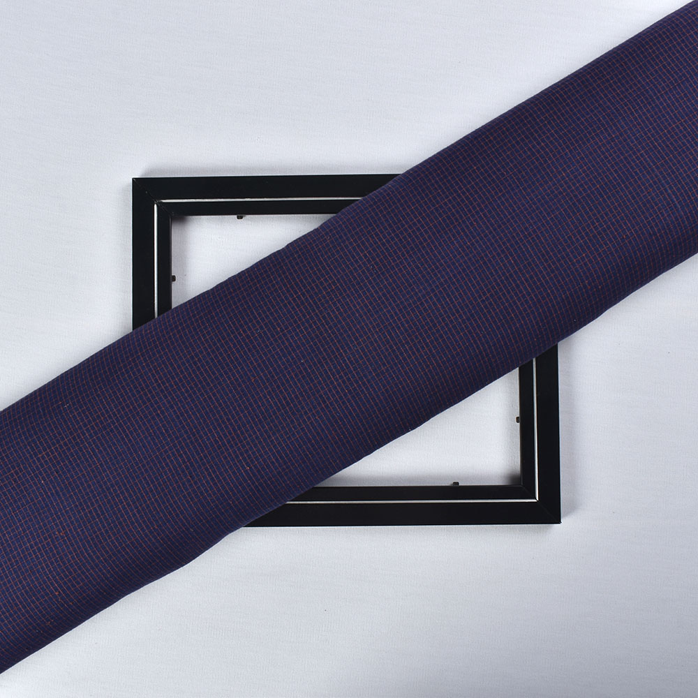 Check Blue Brown Pure Cotton 85 GSM Handwoven Fabric
