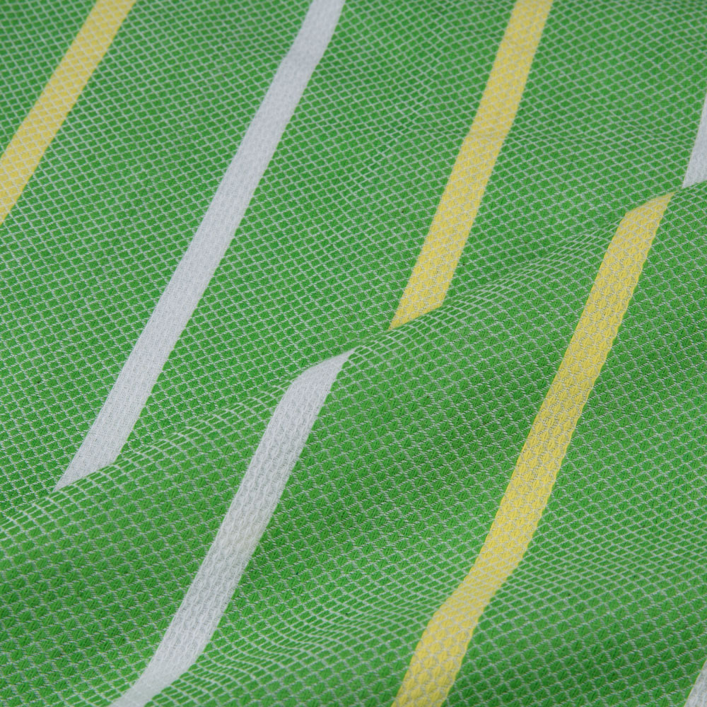 STRIPE GREEN JACQUARD MERCERISED COTTON 100 GSM FABRIC