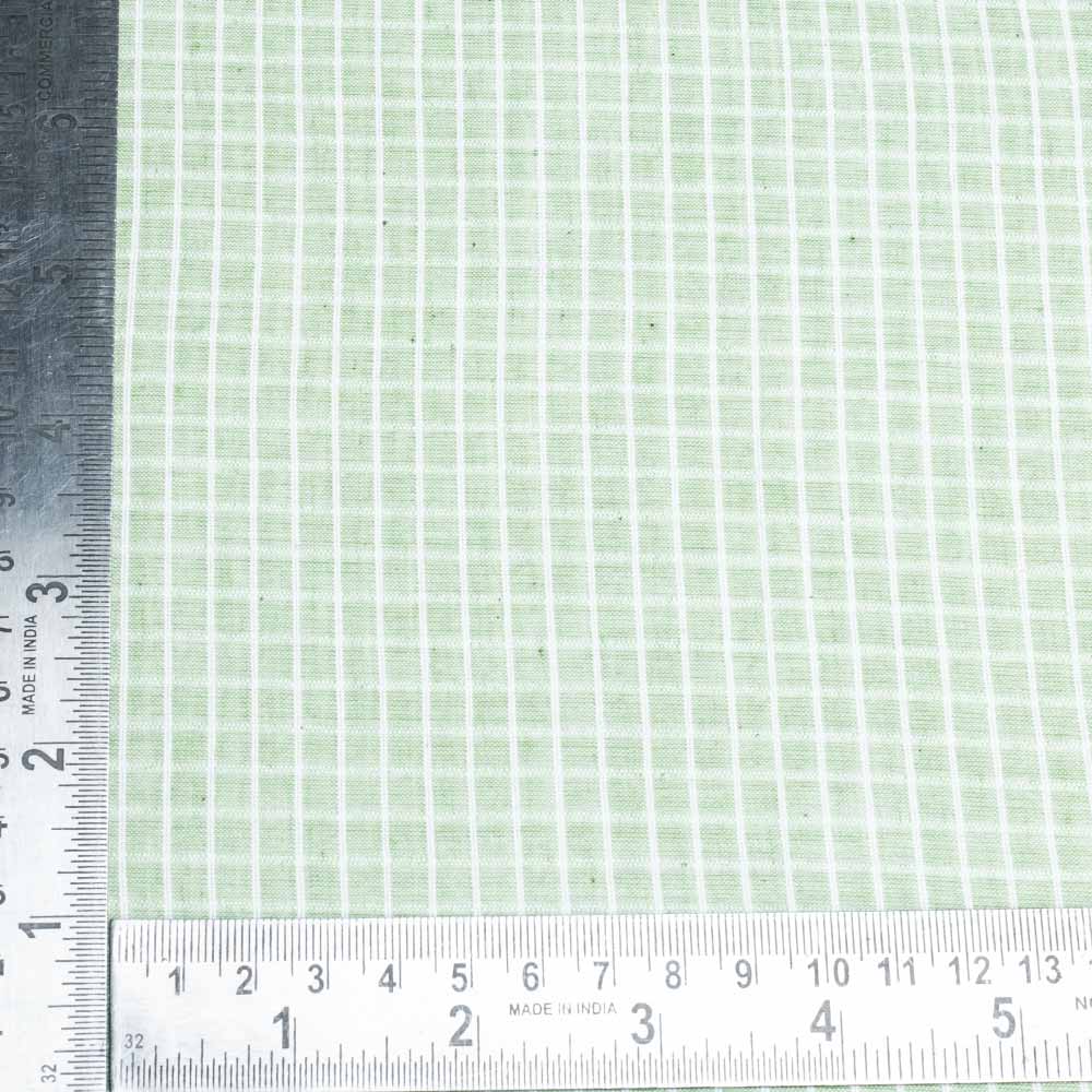 CHECK GREEN PURE COTTON 70 GSM HANDWOVEN FABRIC