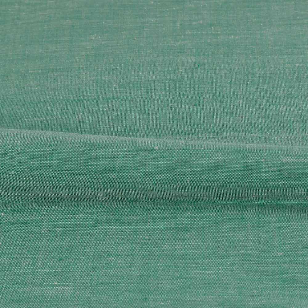 CHAMBRAY GREEN KHADI COTTON 92 GSM HANDWOVEN FABRIC