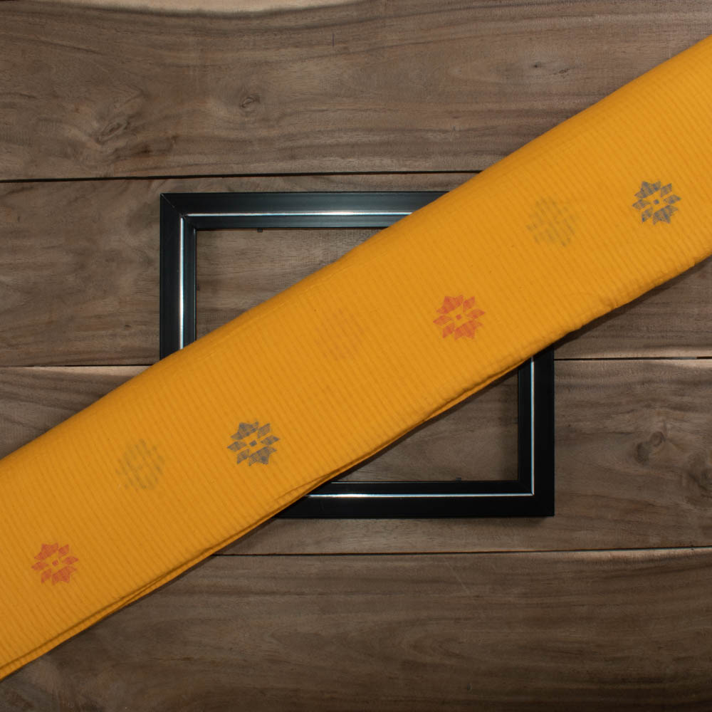 Geometric Yellow Jamdani Handwoven Cotton 60 GSM Fabric