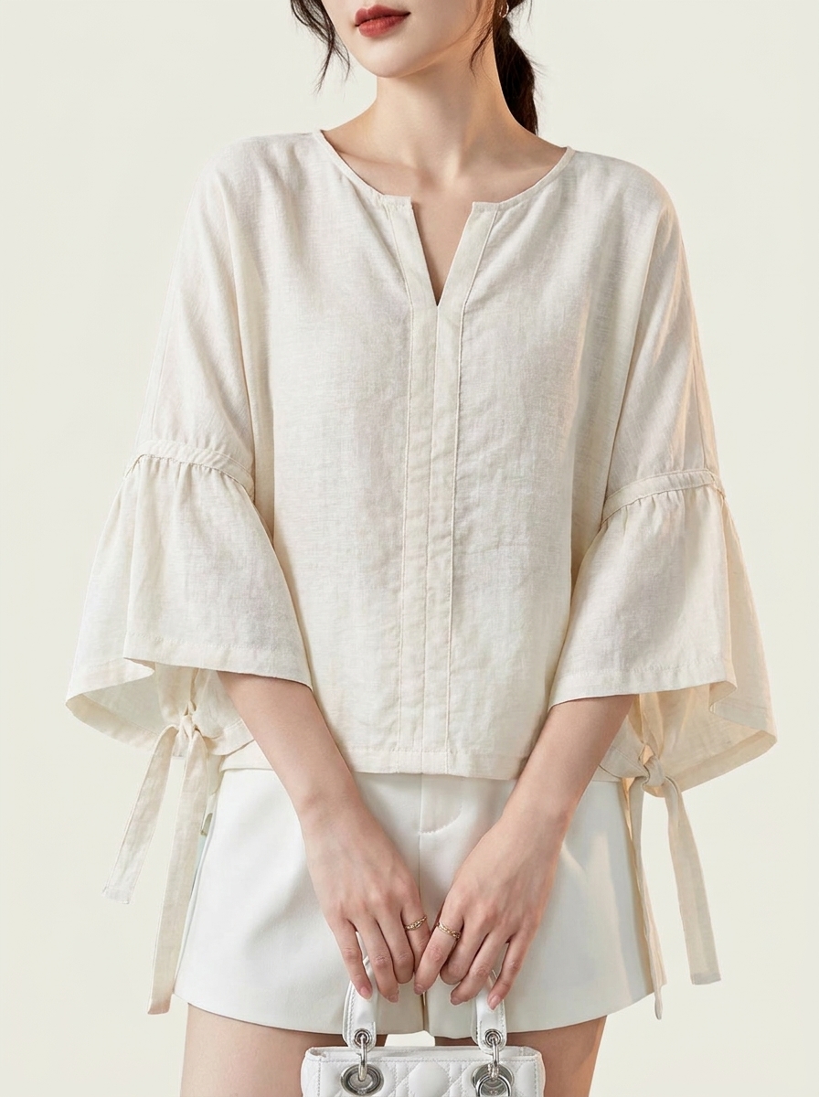 Bell Sleeves Plaketted Top