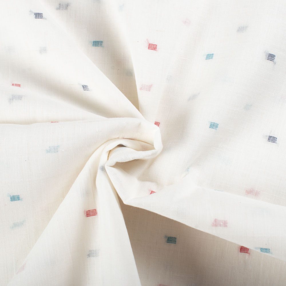 Plain White Base Pure Cotton 65 GSM Multicolor Jamdani Fabric