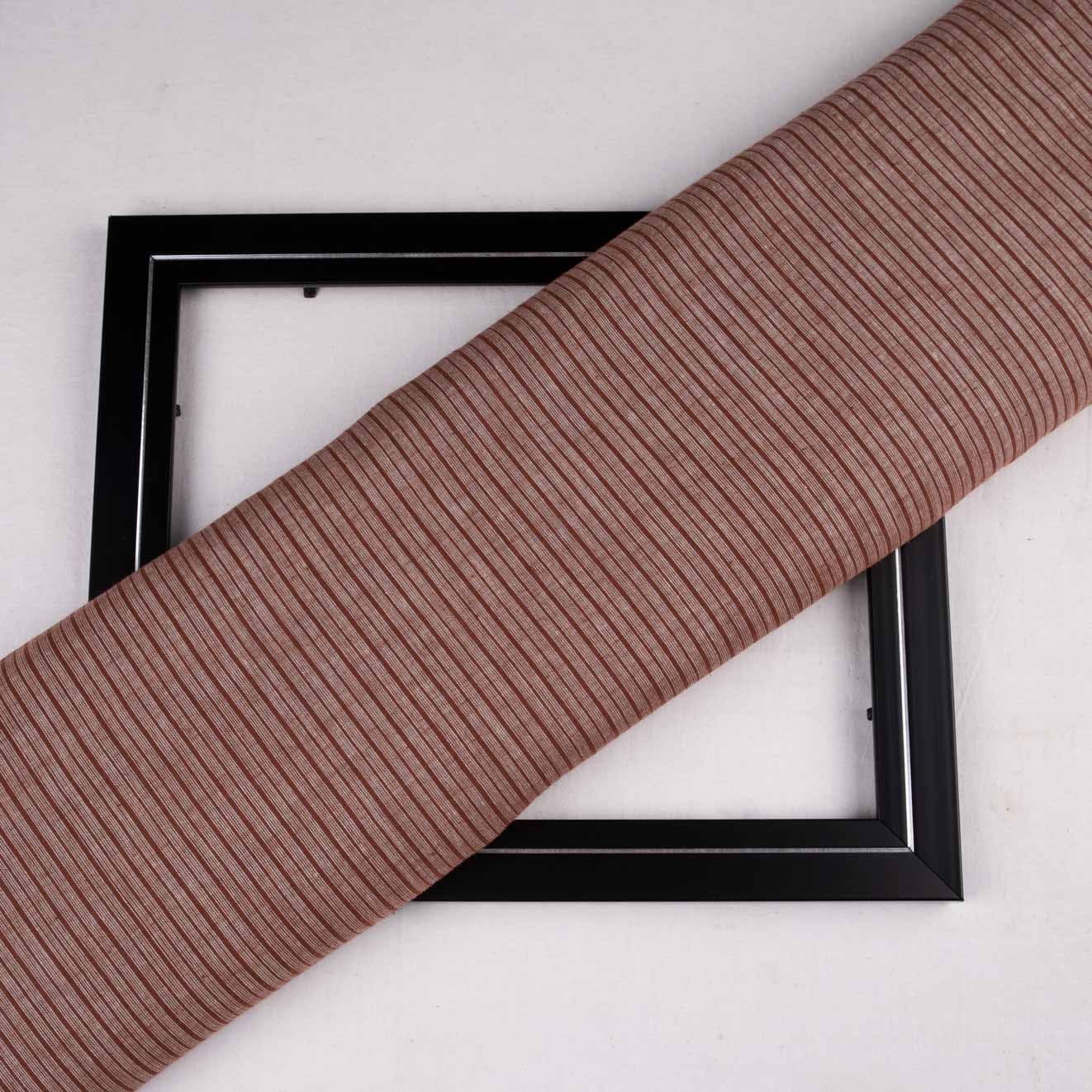 Stripe Brown Pure Cotton 65 GSM Handwoven Fabric