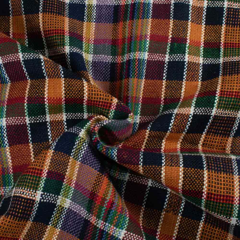 Check Multicolor Pure Khadi 280 GSM Handwoven Fabric 633