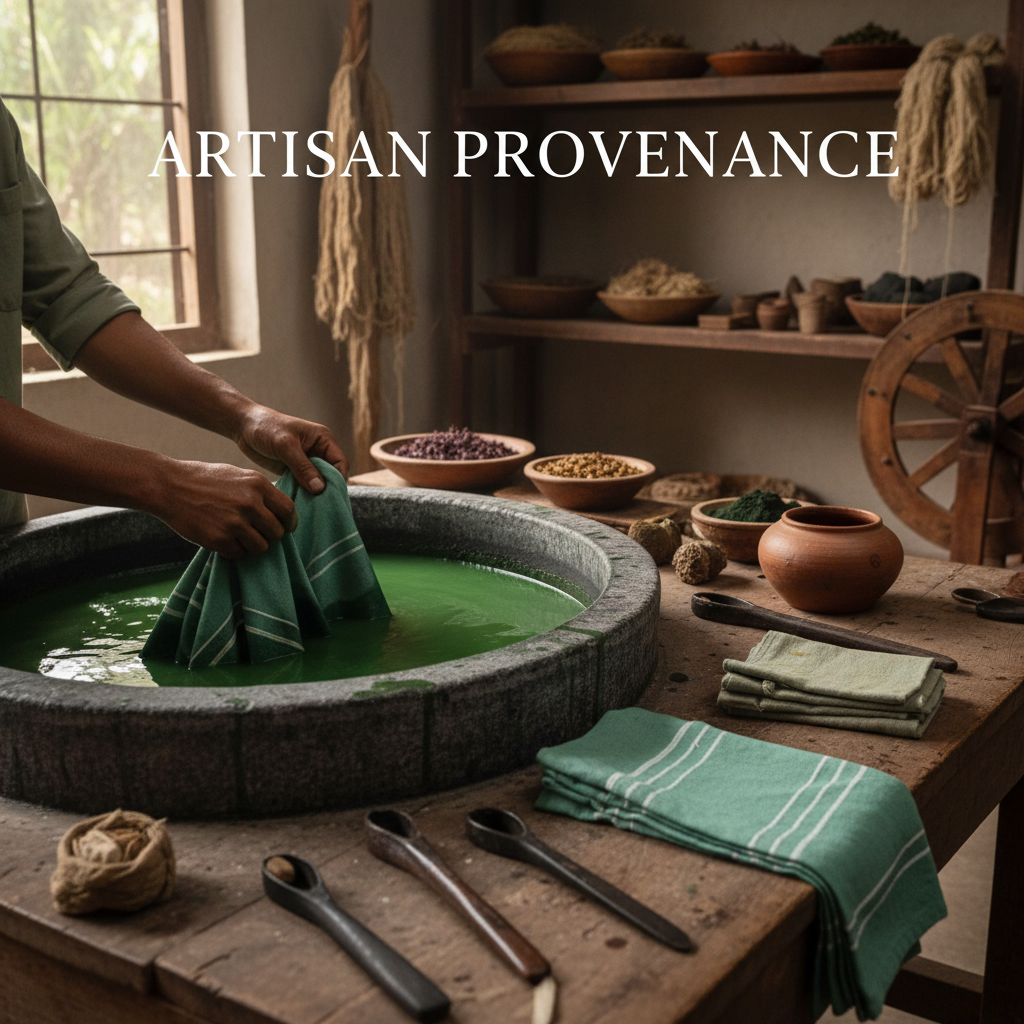 Artisan weaving recycled cotton fabric on a handloom in a rural Indian textile cluster