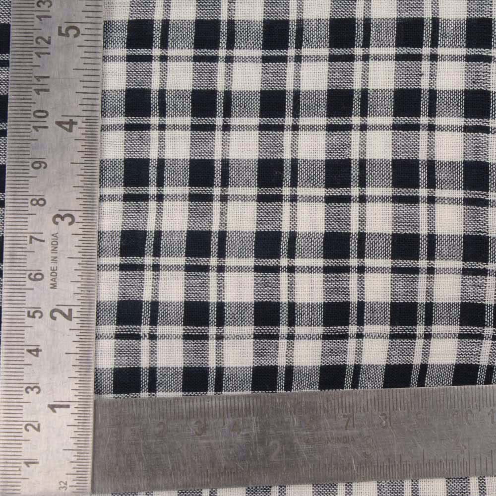 CHECK BLACK & WHITE PURE COTTON 88 GSM HANDWOVEN FABRIC
